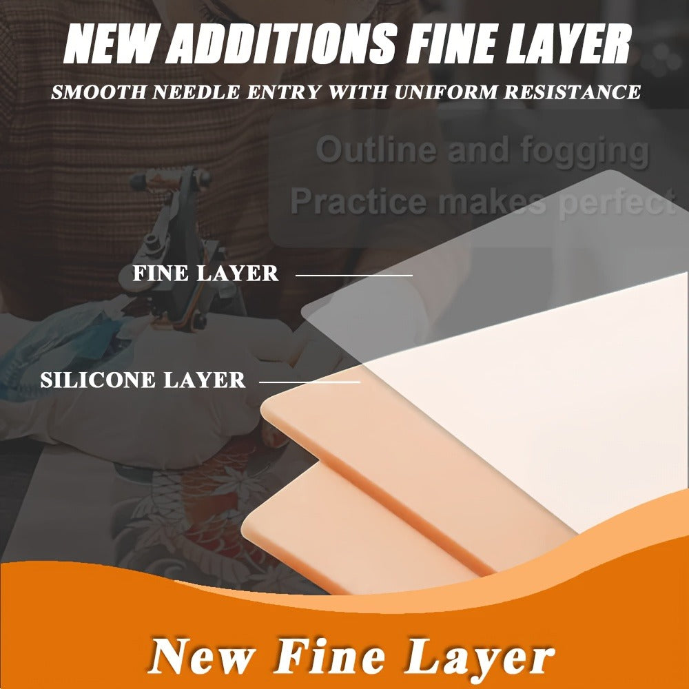 Silicone Tattoo Practice Skin 3mm Thick Double-Sided Fake Skin for Beginners & Professional Artists – Line Work Shading Outli