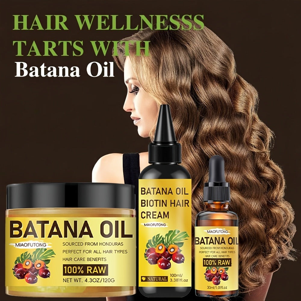 Three-Piece Batana Oil and Biotin Hair Care Set with Large Cream Jar and Coordinated Containers — image 3