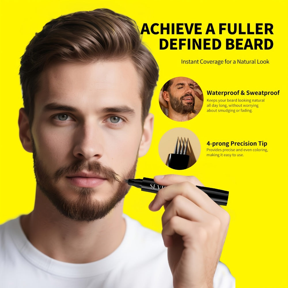 Beard Filler Pencil with Brush, Waterproof Beard Pencil for Fuller Thicker Beard, Fills Sparse Patchy Beard & Mustache — imag
