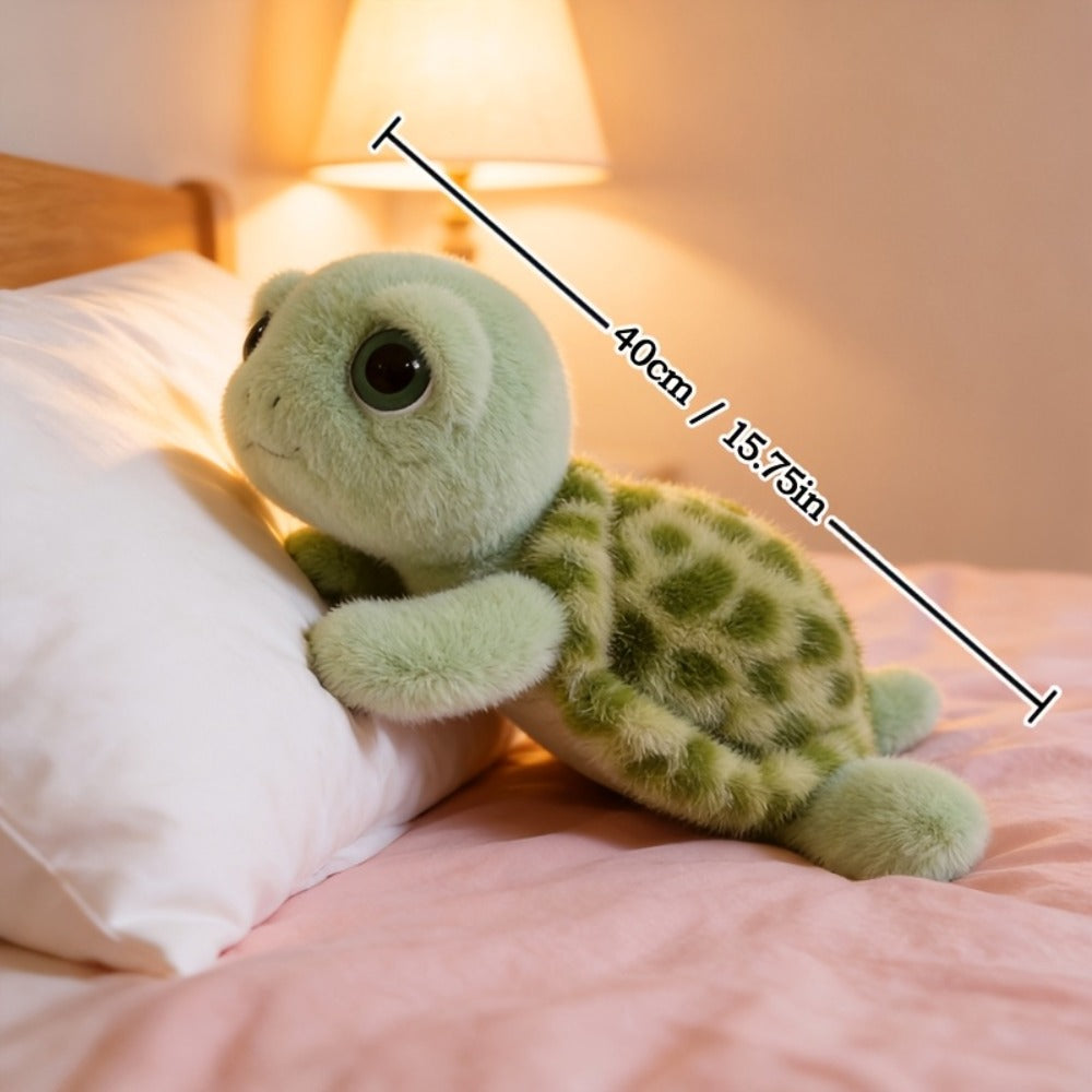 Stuffed Animal Big-Eye Turtle Pillow in 15.75-Inch Size with Melancholy Face and Soft Plush Fabric — image 8