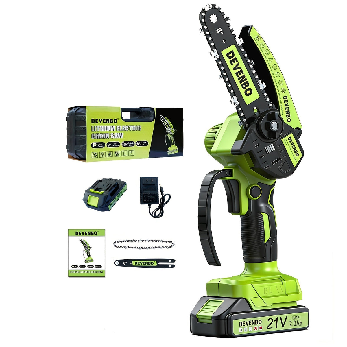Cordless Mini Chainsaw 6-Inch, Handheld Pruning Saw with Rechargeable Battery, Adjustable Chain Tension — image 3