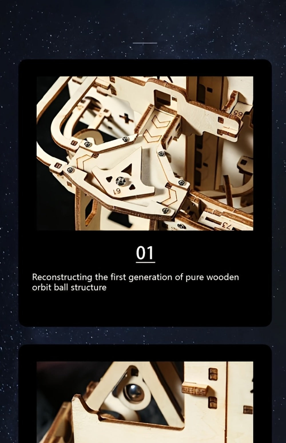 Wooden Marble Track Model Kit with Dual-Linkage A or B Builds, Laser-Cut Panels, Gears and Ball Rails — image 14