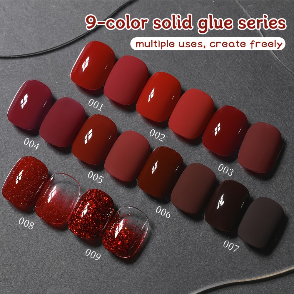 Gel Nail Polish Nine-Piece Ancola Red Solid Gel Set for Gradient and Ombre Nail Art in One Grid Case — image 7