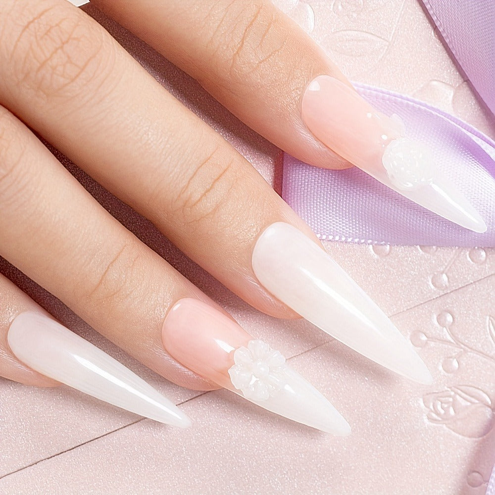 Builder Gel Nail Extension Starter Kit 5pcs Clear Nude Solid – Hard Gel Sculpting Set with Flower Molds & Sculpting Brush for