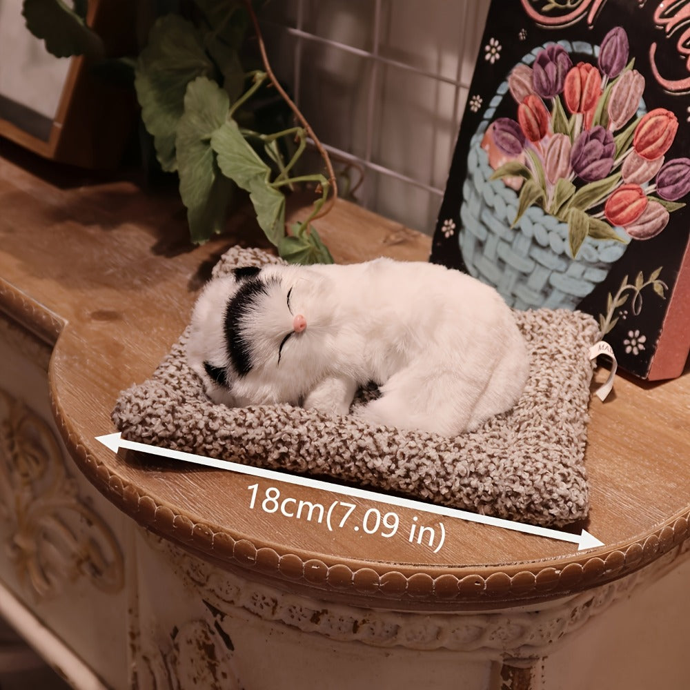 Plush Toy Realistic Sleeping Cat with Meow Sound in Four Coat Patterns for Desk or Room Display — image 19