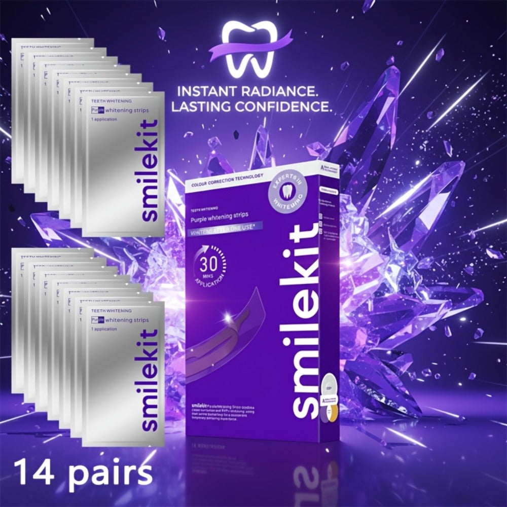 Teeth Whitening Strips 28 Pairs Purple Color Corrector Peroxide Free Enamel Safe Gentle Whitening Kit — image 1