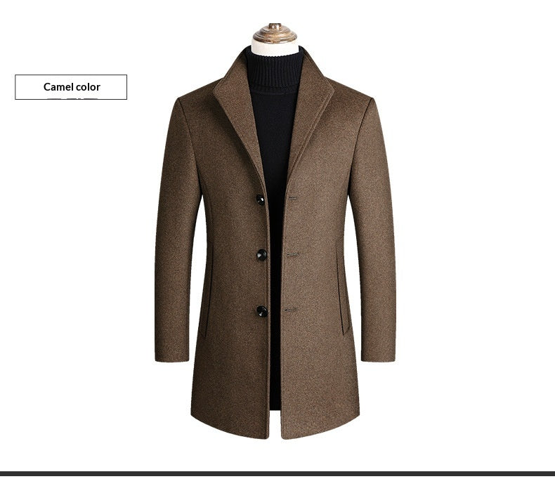 Middle-aged Men's Coat Stand-up Collar Woolen Coat