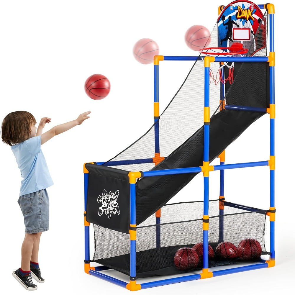 Kids Adjustable Basketball Hoop Set Arcade-Style Stand 4 Balls Air Pump with the Listed Color, Size or Set Options for Everyd