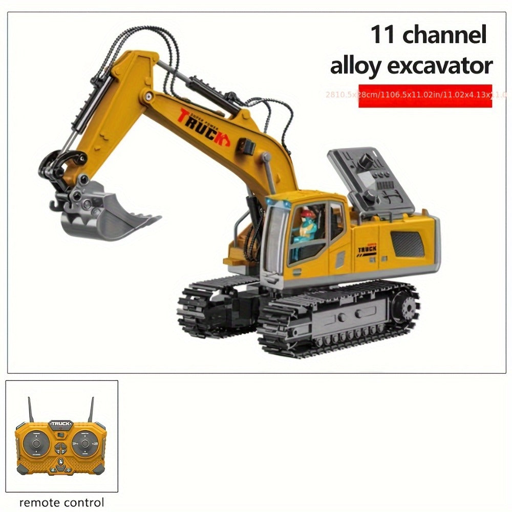 Remote Control Excavator Loader Dump Truck Toy for Kids 2.4GHz Alloy RC Construction Vehicle with Light & Sound — image 5