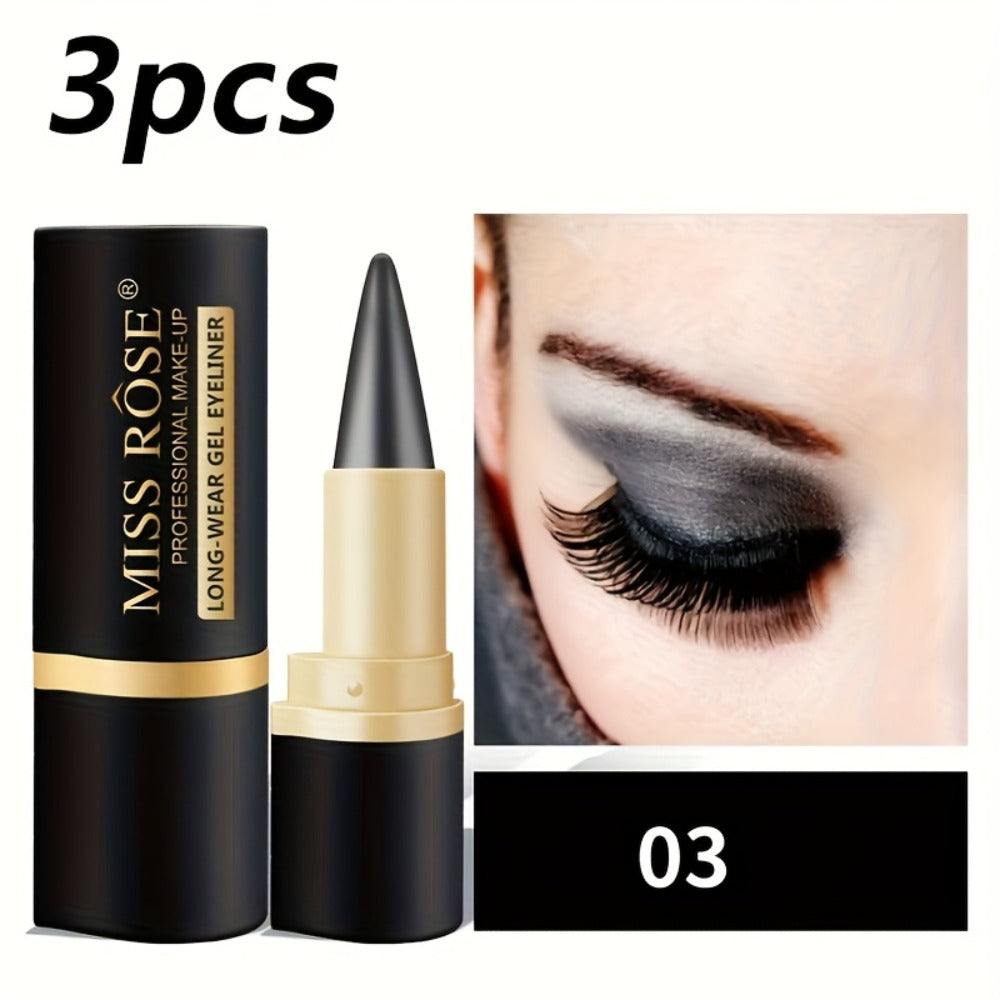 Creamy Gel Eyeliner Pencil Set 3pcs Black Waterproof Sweat-Resistant Smudge-Proof Matte Eye Liner — image 15