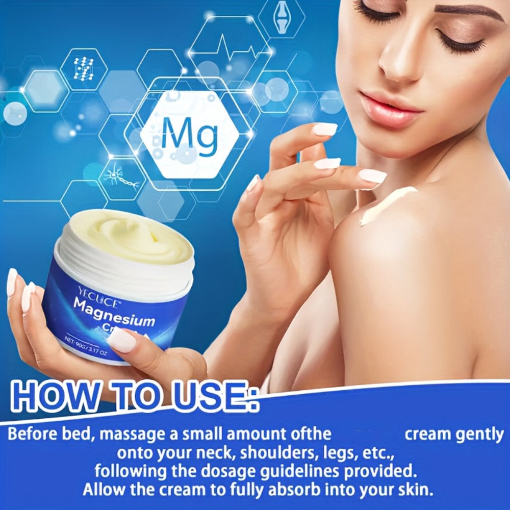 Magnesium Sleeping Cream 2-Pack 180g Each – Pure Magnesium Chloride Overnight Body Moisturizer, Alcohol-Free Dry Skin Relief 