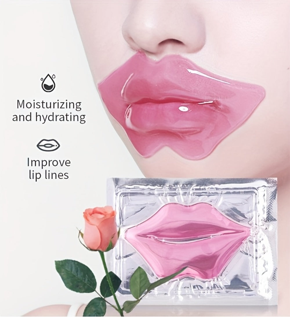 Fifteen Individually Wrapped Pink Lip-Shaped Gel Patches in Clear Rectangular Sachets with 15-Piece Count — image 10