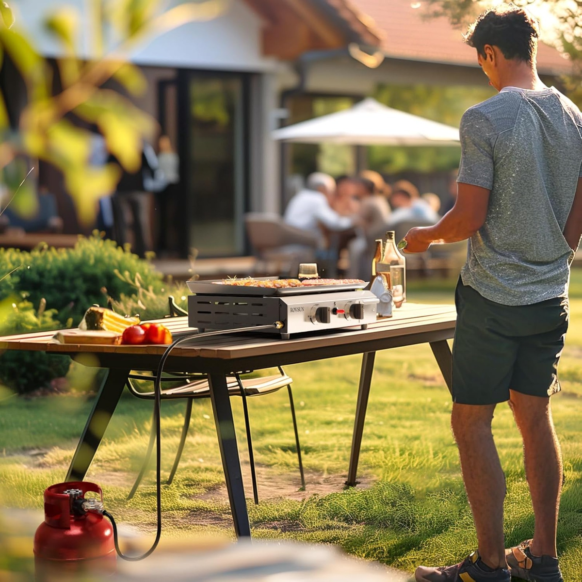 Flat Top Griddle Propane Tabletop 2 or 4 Burner, 20000 BTU Portable Gas Grill with Nonstick Enamel Tray — image 13