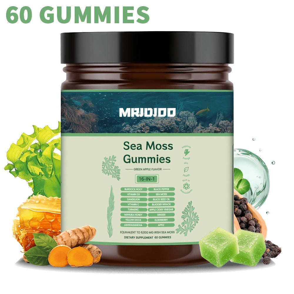 Sea Moss Gummies with Turmeric, Ashwagandha & Black Seed Oil, Immune Support for Bath Time, Home Spa and Personal Care — imag