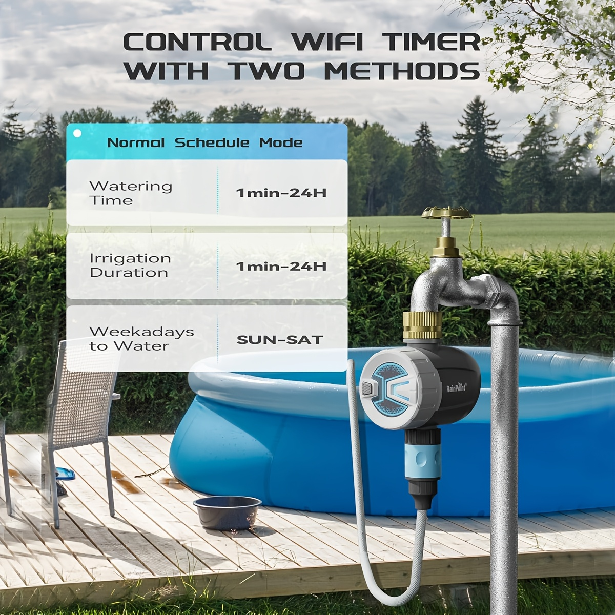 WiFi Garden Watering Timer with Brass Inlet, App & Voice Control, Automatic Irrigation System — image 6