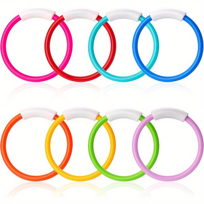 Diving Rings Pool Toys for Kids 8 Pack, Colorful Sinking Dive Rings Underwater Swimming Training Set for Boys & Girls — image