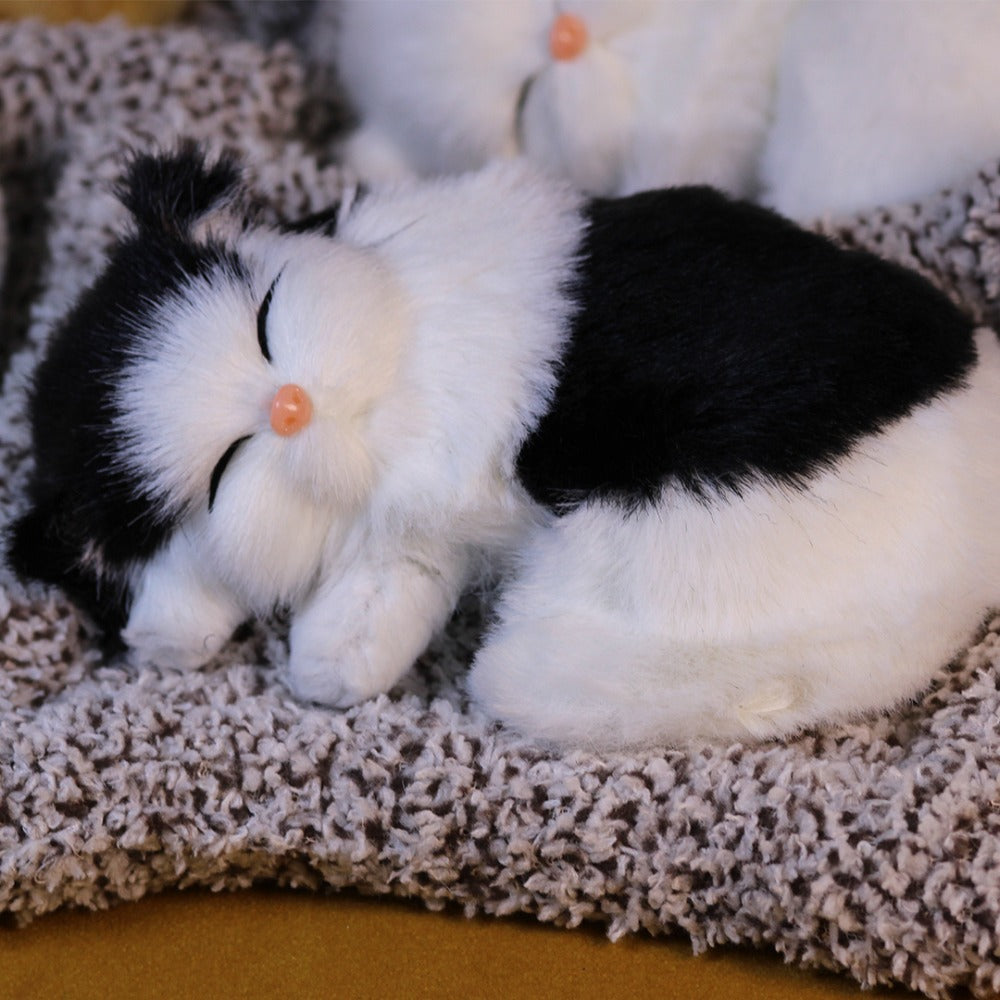 Plush Toy Realistic Sleeping Cat with Meow Sound in Four Coat Patterns for Desk or Room Display — image 6