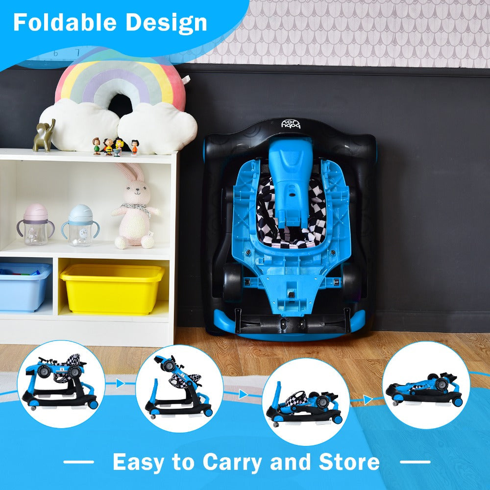 4-in-1 Foldable Baby Walker with Activity Toy Tray & Adjustable Height, Sit-to-Stand Push Walker for Infants & Toddlers — ima