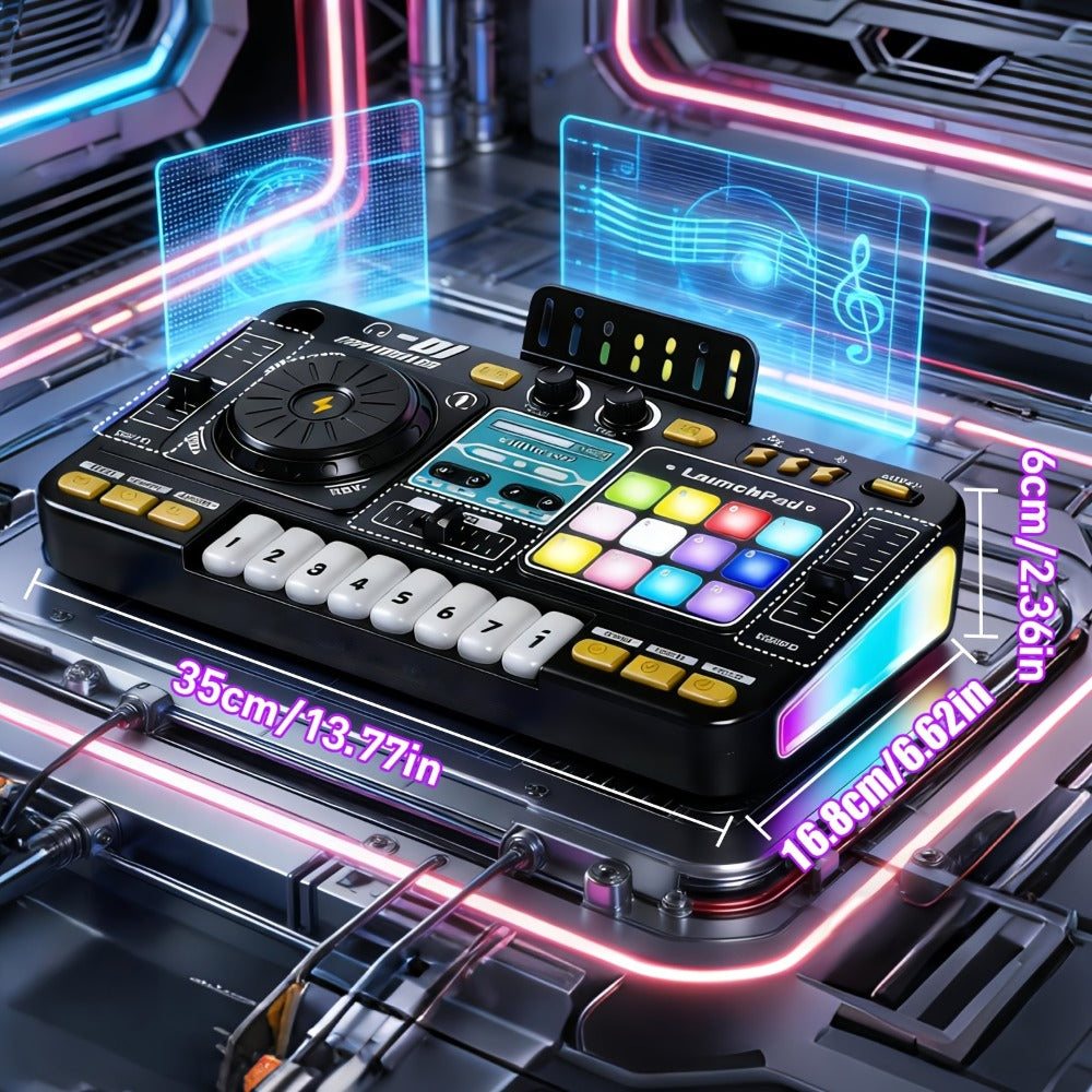 Kids DJ Mixer Toy Set with LED Lights, Microphone & Piano Keys, 100+ Sound Effects, Disco Mode, Rechargeable — image 3
