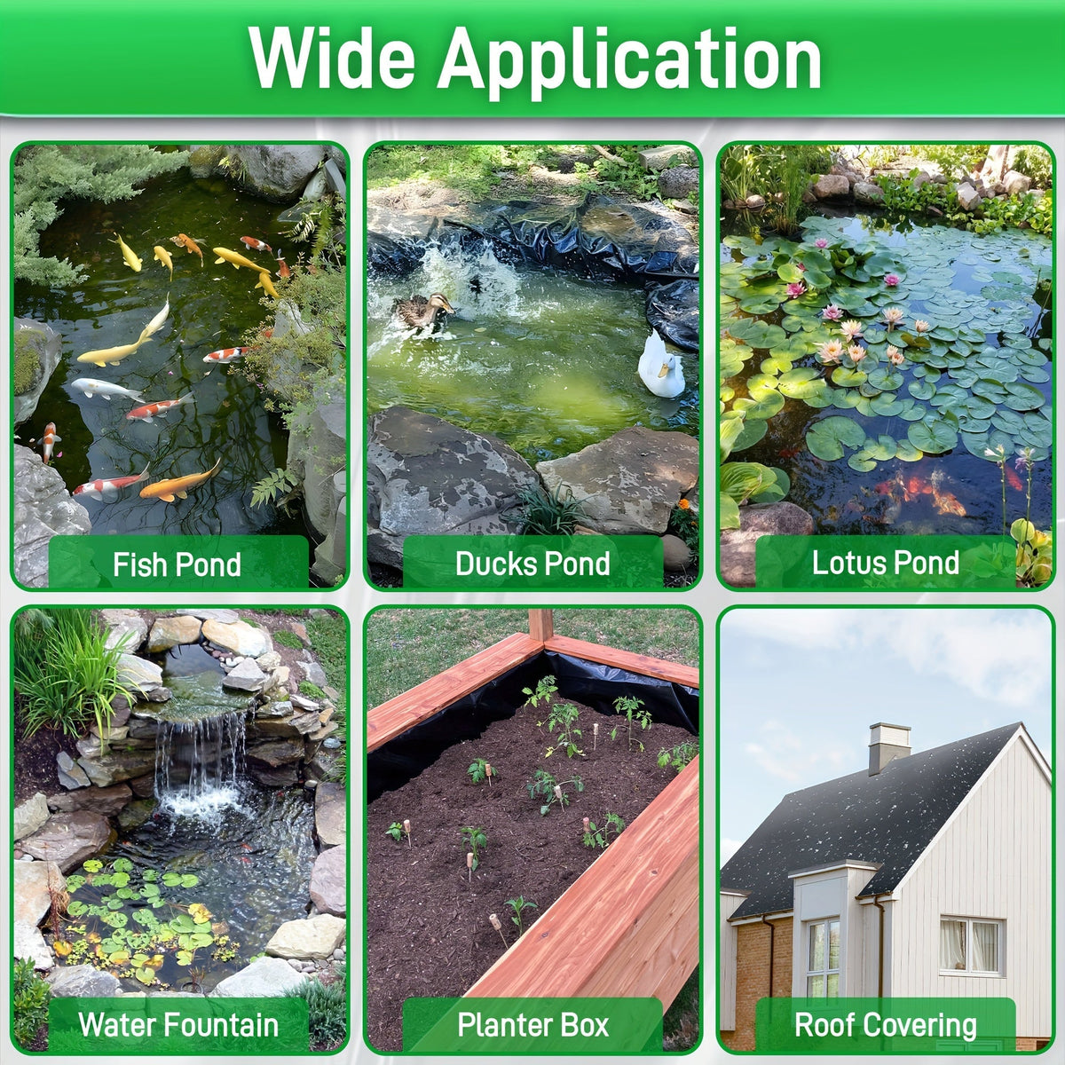 Koi Pond Liner HDPE 13x20FT – Waterproof Fish & Water Garden — image 5