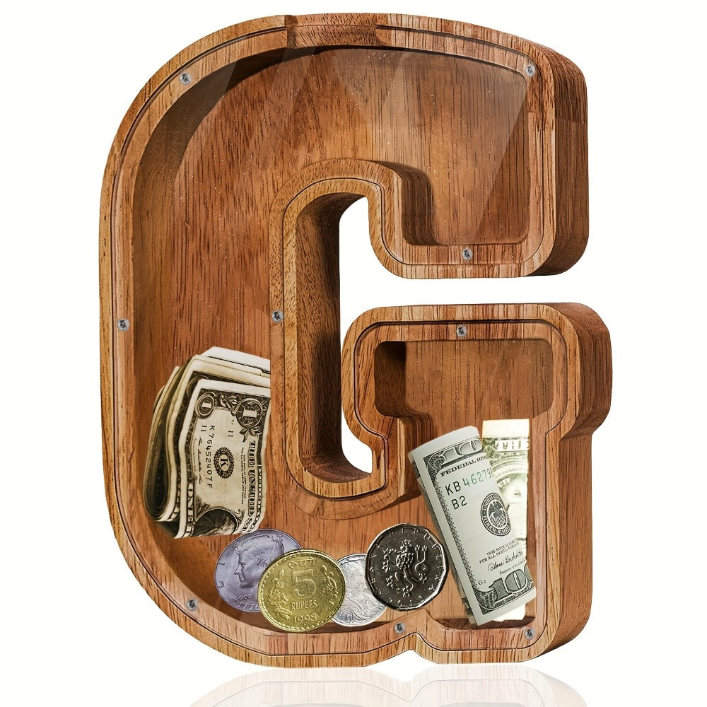 Personalized Wooden Piggy Bank for Kids – A-Z Alphabet Letter Initial Coin & Bill Savings Bank for Boys & Girls — image 15