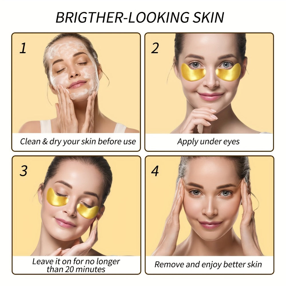 Under Eye Patches 24K Gold 24 Pairs – Collagen Hyaluronic Acid Eye Mask for Fine Lines, Wrinkles, Puffiness & Dark Circles — 