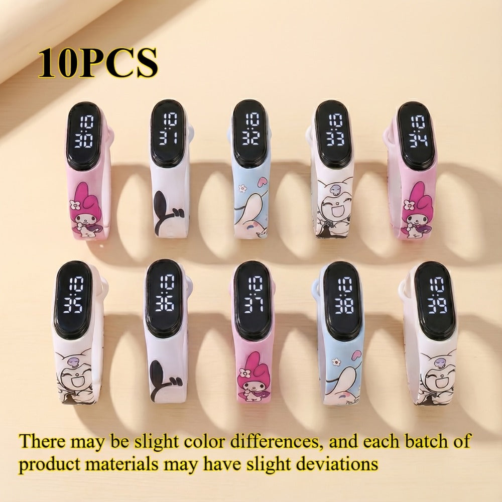 Sanrio Kids Watch Set 10 Pack, Cinnamoroll Kuromi My Melody Pochacco Mixed Colors, Cute Fashion Watches for Girls — image 3