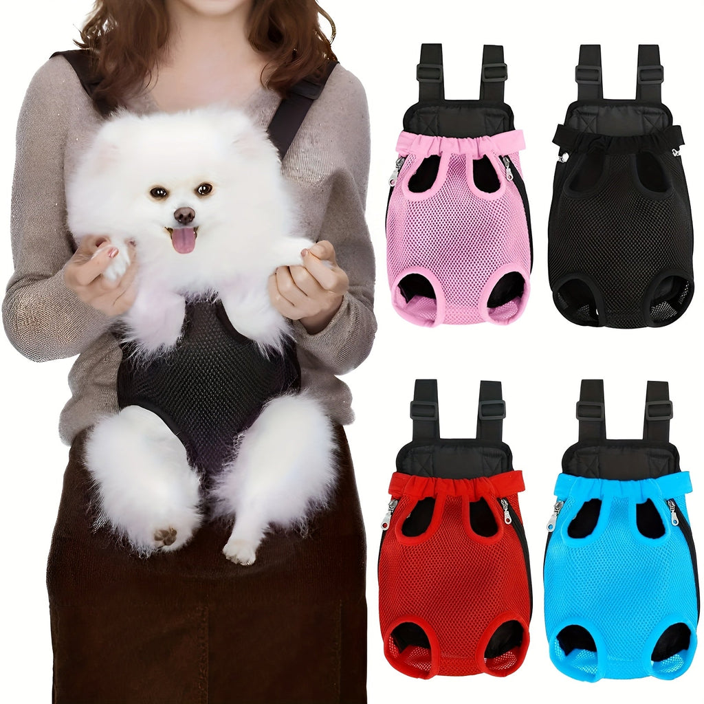 Front Chest Pet Carrier Backpack with Leg Openings, Adjustable Straps and 22 Color and Size Options — image 1