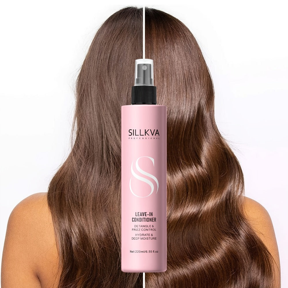 Leave-In Conditioner Spray & Detangling Hair Brush Set - Anti Frizz Smoothing Glycerin Formula for Home, Travel and Salon Hai
