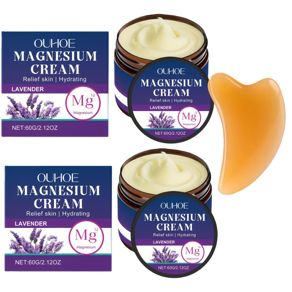Body Cream OUHOE Magnesium Lavender 60g Jars in a Two-Piece Boxed Set for External Massage Use — image 3