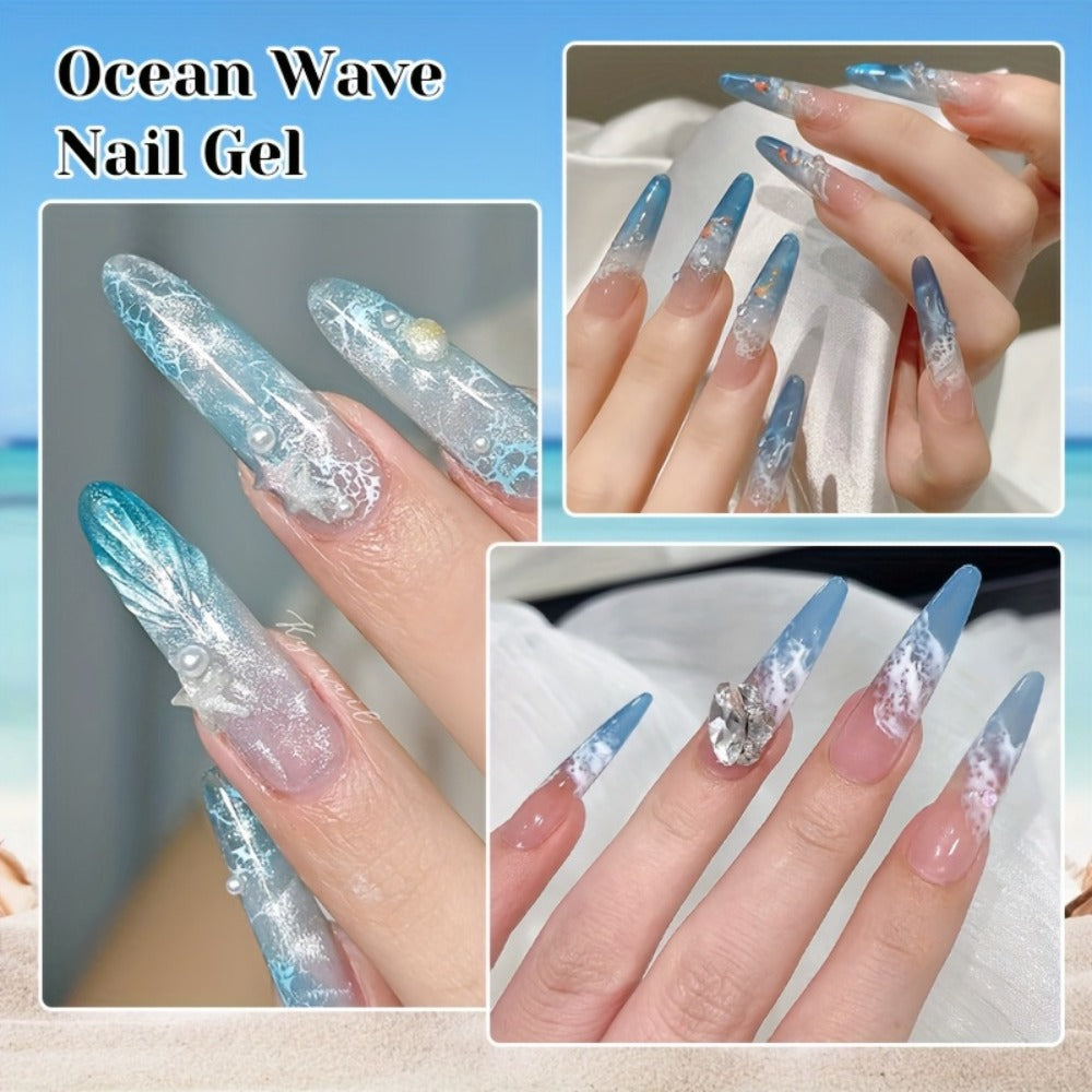 Gel Nail Polish NICOLE DIARY 2-Piece Watercolor and Ocean-Wave Set with Two 15ml Bottles for DIY Art — image 9