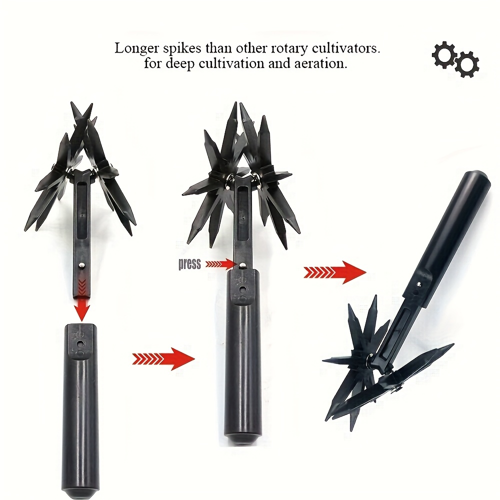 Manual Rotary Garden Cultivator Head with U-Shaped Frame and Detachable Star-Shaped Tine Wheels — image 4