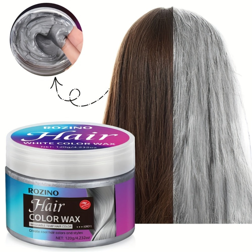ROZINO Grey Hair Color Wax 3-in-1 Color Style & Fix – Vitamins & Protein Formula, Hides Grey Instantly, Natural Volume, Easy 