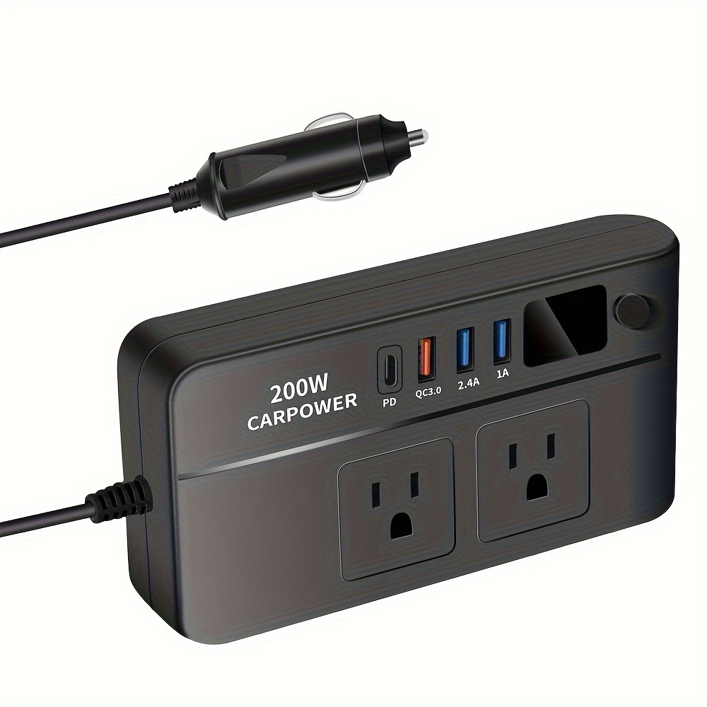 200W Car Power Inverter DC 12V to AC 110V with USB-C PD 20W & QC3.0 Fast Charging for Garden, Patio and Yard Use — image 13