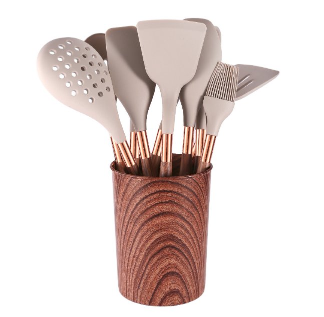 10 Pieces Kitchen Tools Set Wooden Handle Cooking Kitchen Utensil Set Silicone Utensils - V.I.P Digital Presence