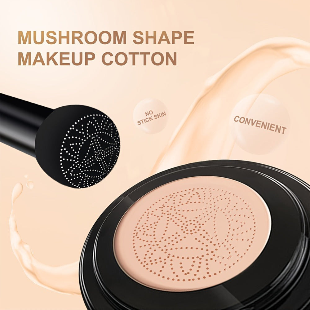 Floral Compact Air Cushion Foundation with Mushroom Puff Applicator and Ivory, Natural or Dark Shades — image 2