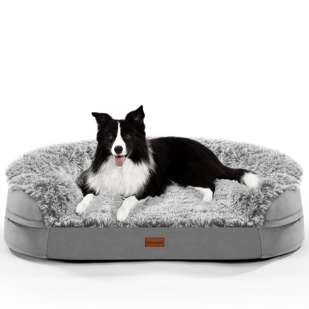 Egg-Crate Foam Dog Bed with Plush Bolsters and Rectangle or Semicircle Large-Size Shape Options — image 13