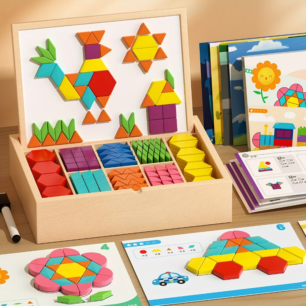 Magnetic Wooden Puzzle Board for Kids, 128/180/220/280 PCS Geometric Shape Recognition & Logical Thinking Toy — image 14