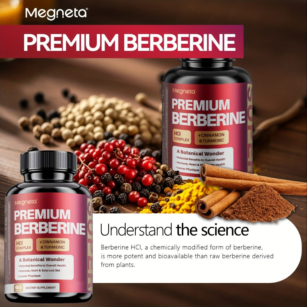 Berberine with Ceylon Cinnamon, Turmeric & Black Pepper, Premium Blood Sugar Support, Vascular Health & Digestive Wellness Ca