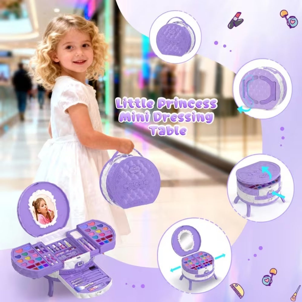 Kids Makeup Kit for Girls, Safe Princess Dress Up Play Set with Real Cosmetics, Purple, Birthday Christmas Gift for Girls Age