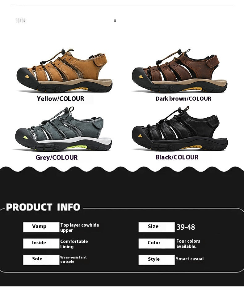 Top Layer Leather Plus Size Men's Beach Sandals