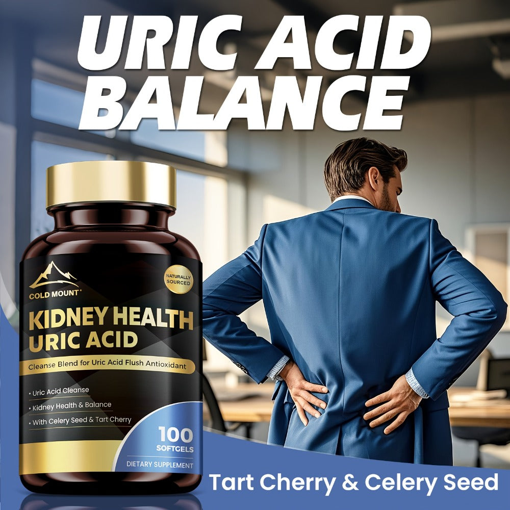 Uric Acid Balance Supplement 100 Capsules 50 Day Supply with Tart Cherry, Celery Seed & Citric Acid for Kidney Health — image