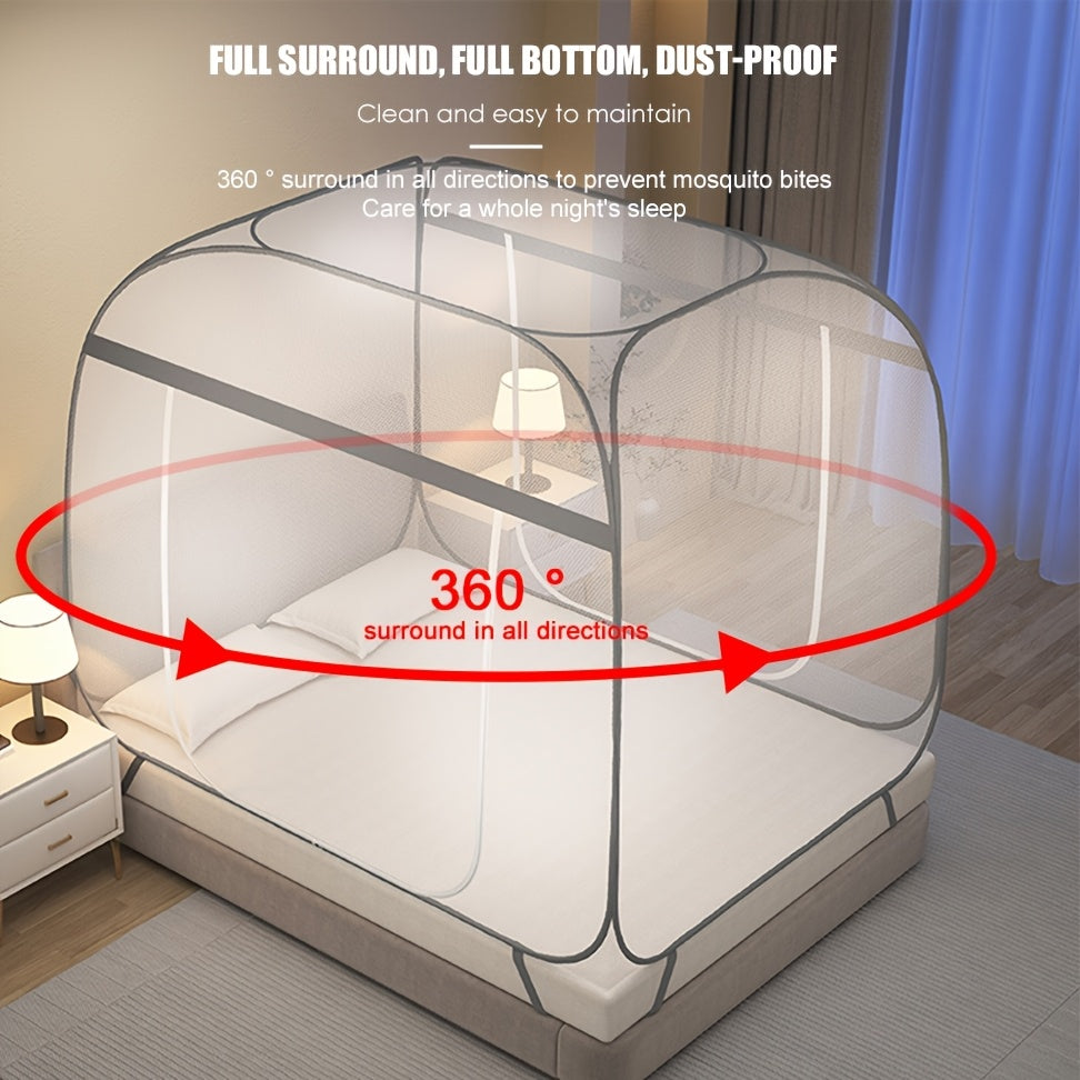 Mosquito Net Canopy Bed, Yurt Style 360° Full Coverage, Stainless Steel Frame, Easy Open Design for Bedroom — image 5