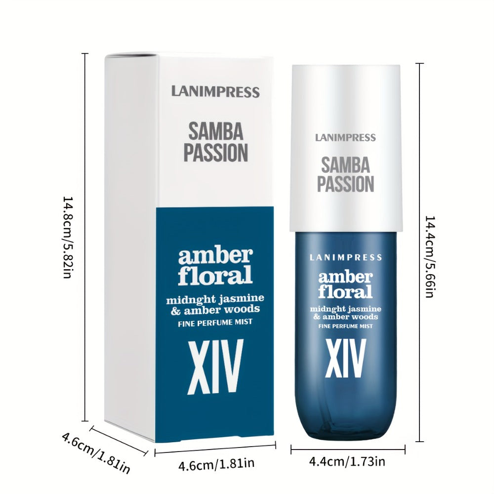 Perfume Mist for Women Samba Passion 3oz Amber Floral Body Hair Fragrance Spray Long Lasting Travel Size Daily Wear Date Nigh