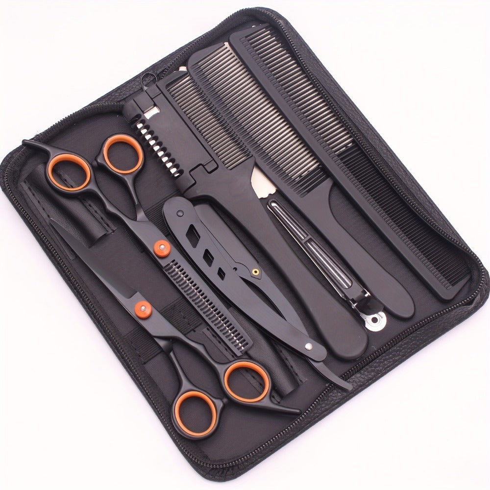 Hair Scissors Set 3 Pieces Japanese Steel – 6 Inch Thinning Shears, Razor Comb & Detangling Comb, Ambidextrous Texturizing Ki