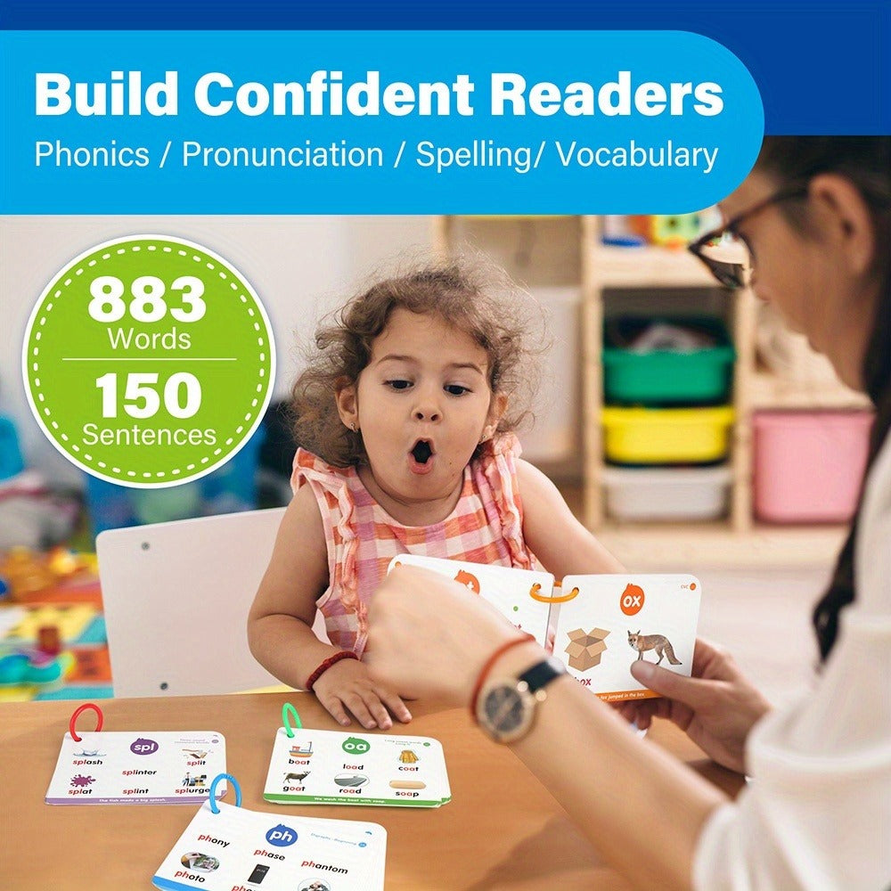 Phonics Flash Cards for Kids 76 Cards 24 Principles, CVC Digraphs Consonant Blends Long Vowels — image 5