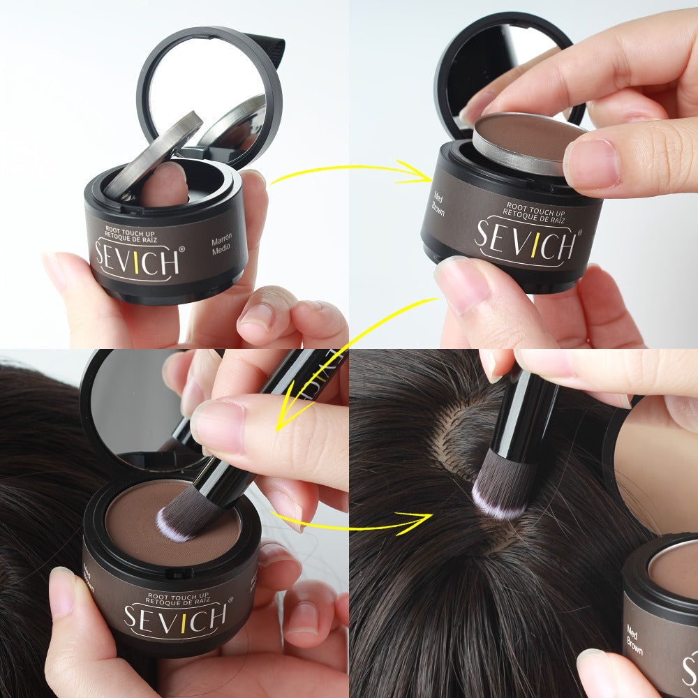 Hairline Powder Root Touch-Up Kit with Refill & Brush – Waterproof Instant Grey Hair Concealer Fills Sparse Hairline Bald Spo