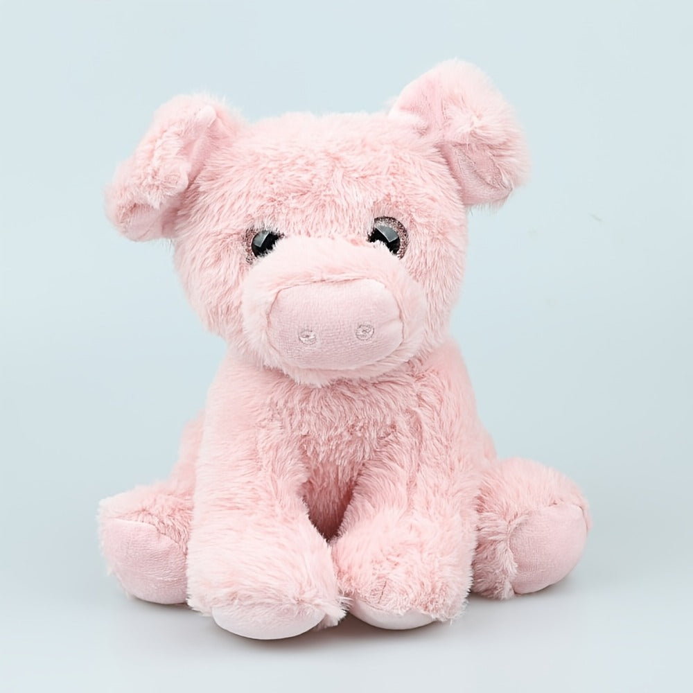 Stuffed Animal Pink Pig with Big Eyes, Curled Tail and Pillow-Style Body for Nursery or Sofa Decor — image 2