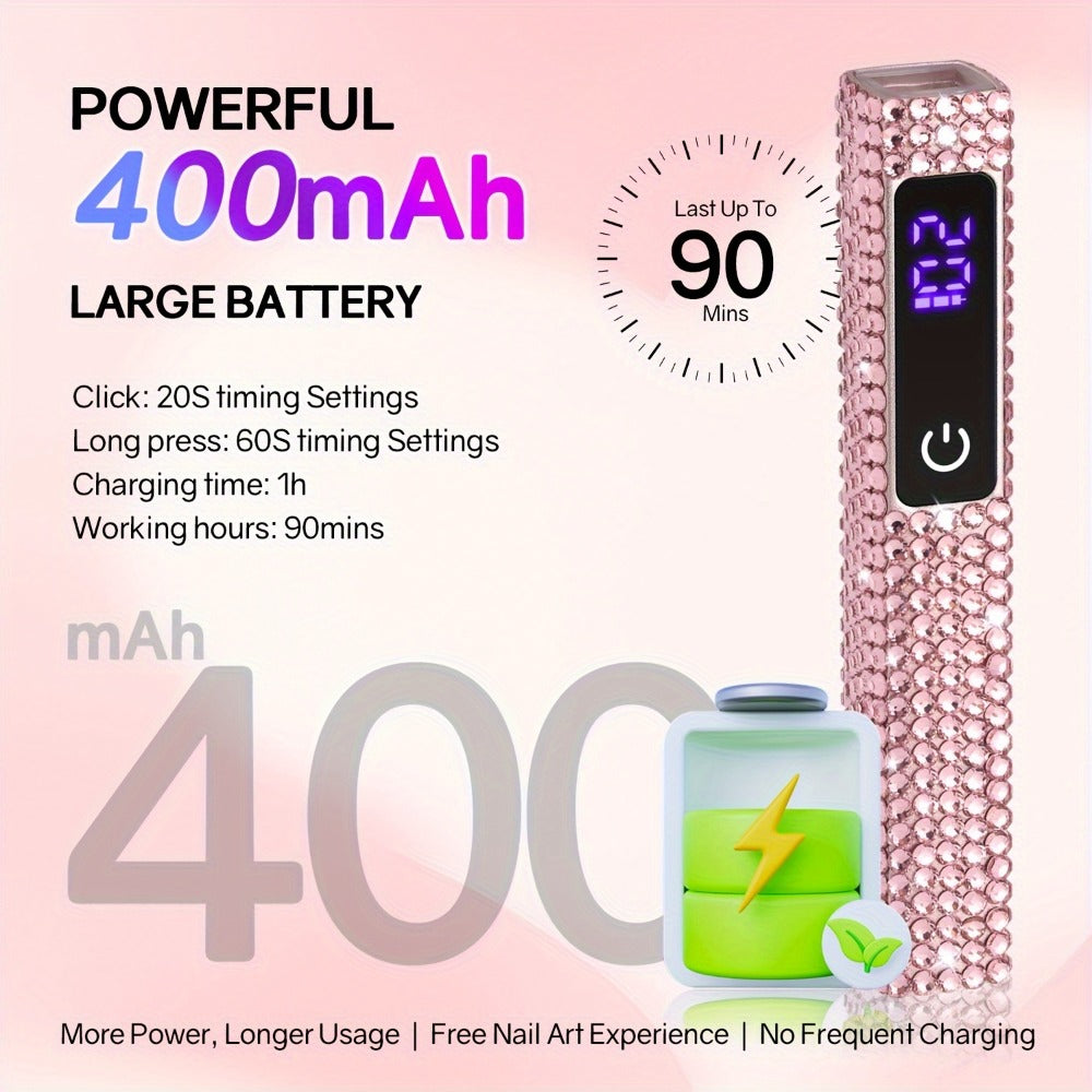 Cordless Nail Lamp Handheld 8X Fast Curing 395nm UV LED Gel Nail Dryer with LCD Touch Screen 20s 60s Timer — image 9