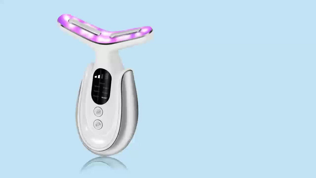 Face & Neck Massager 7-in-1 LED Light Therapy USB Rechargeable - Multifunctional Facial Lifting Wrinkle for Home or Salon Spa